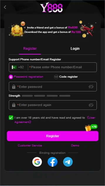 Y888 Game Register Account